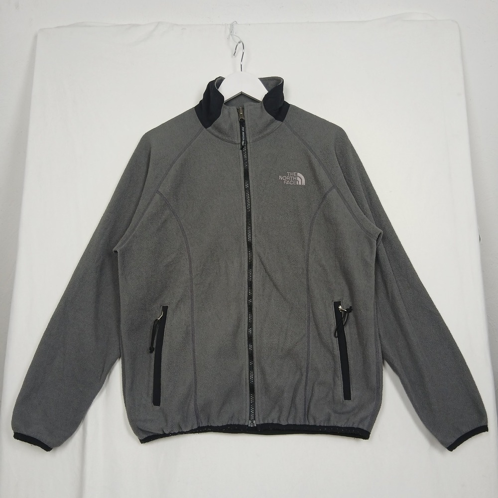 The North Face Womens Gray Fleece Jacket "Made in USA" Gray Black, Large